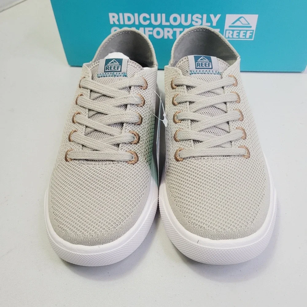 Reef Kids Neptune Sneakers Size 2 Tan Knit Low Top Cushion Comfort CK0247